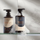 Wuli Hair Care Deep Detox Shampoo & Co-Wash bottle in Bergamot and Vanilla scent, an Australian-made vegan clarifying wash for natural curly and wavy hair