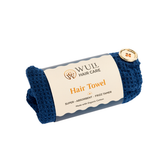 Wuli Hair Care hair towel with label on a white background