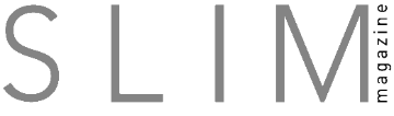 Logo of SLIM magazine in gray on a white background