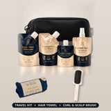 Wuli Travel Kit with the Wuli Hair Towel and Curl & Scalp Brush